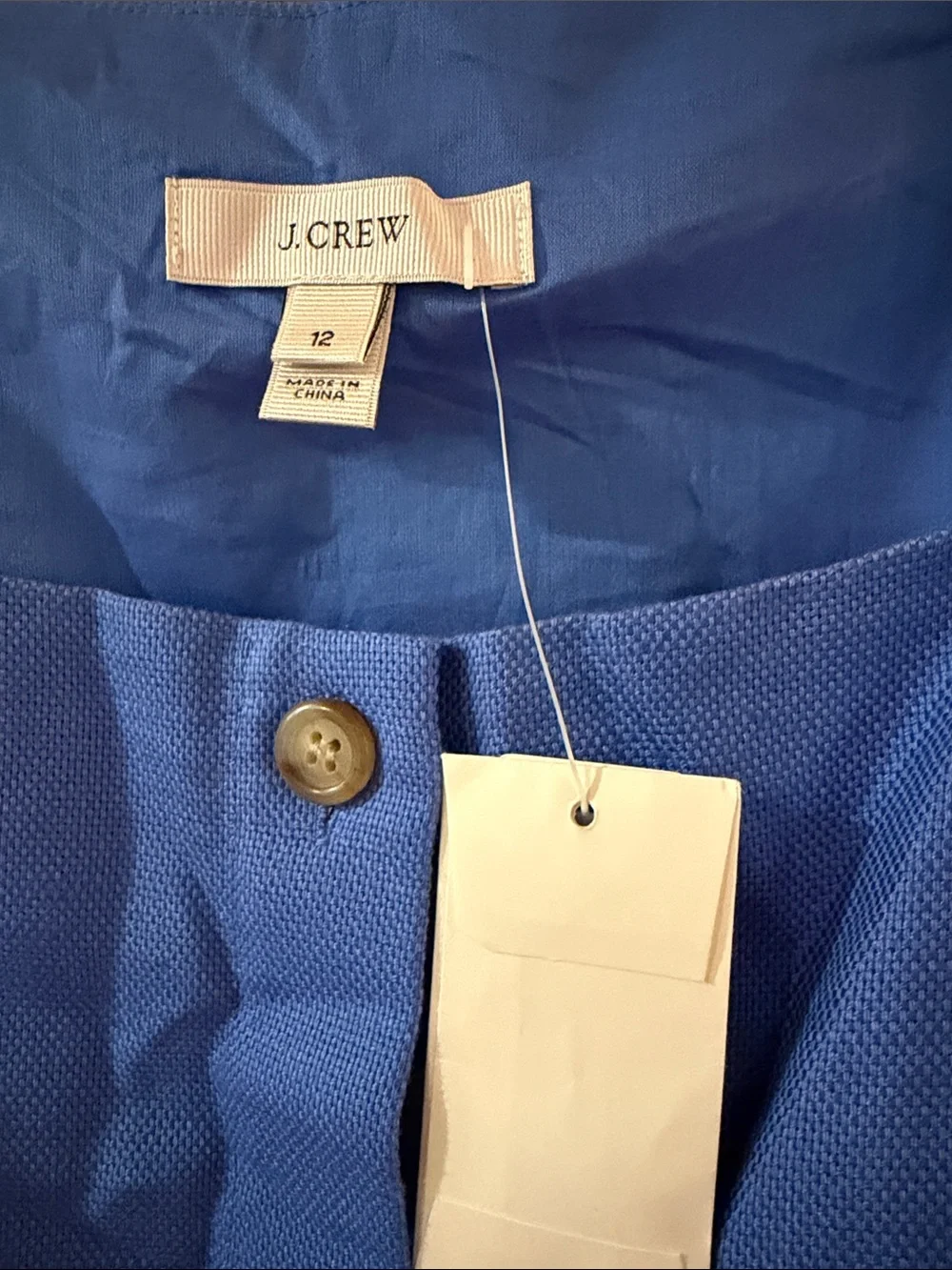 J. Crew Textured Royal Blue Linen and Cotton Dress